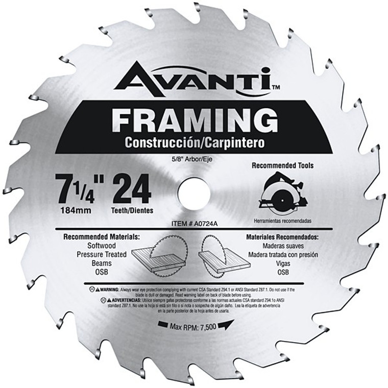 Avanti By Freud A0724A 7-1/4" x 24T Framing Saw Blade