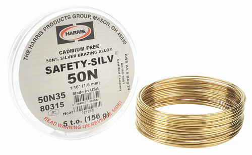 Harris Safety-Silv 50N 1/16" x 50 toz High Silver Brazing Alloy 50N350