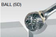 Walter 01V011 Tungsten Carbide Ball Burr, 1/4" Shank Dia., 5/8" Dia. x 9/16" Length, SD-6 (1 Burr)