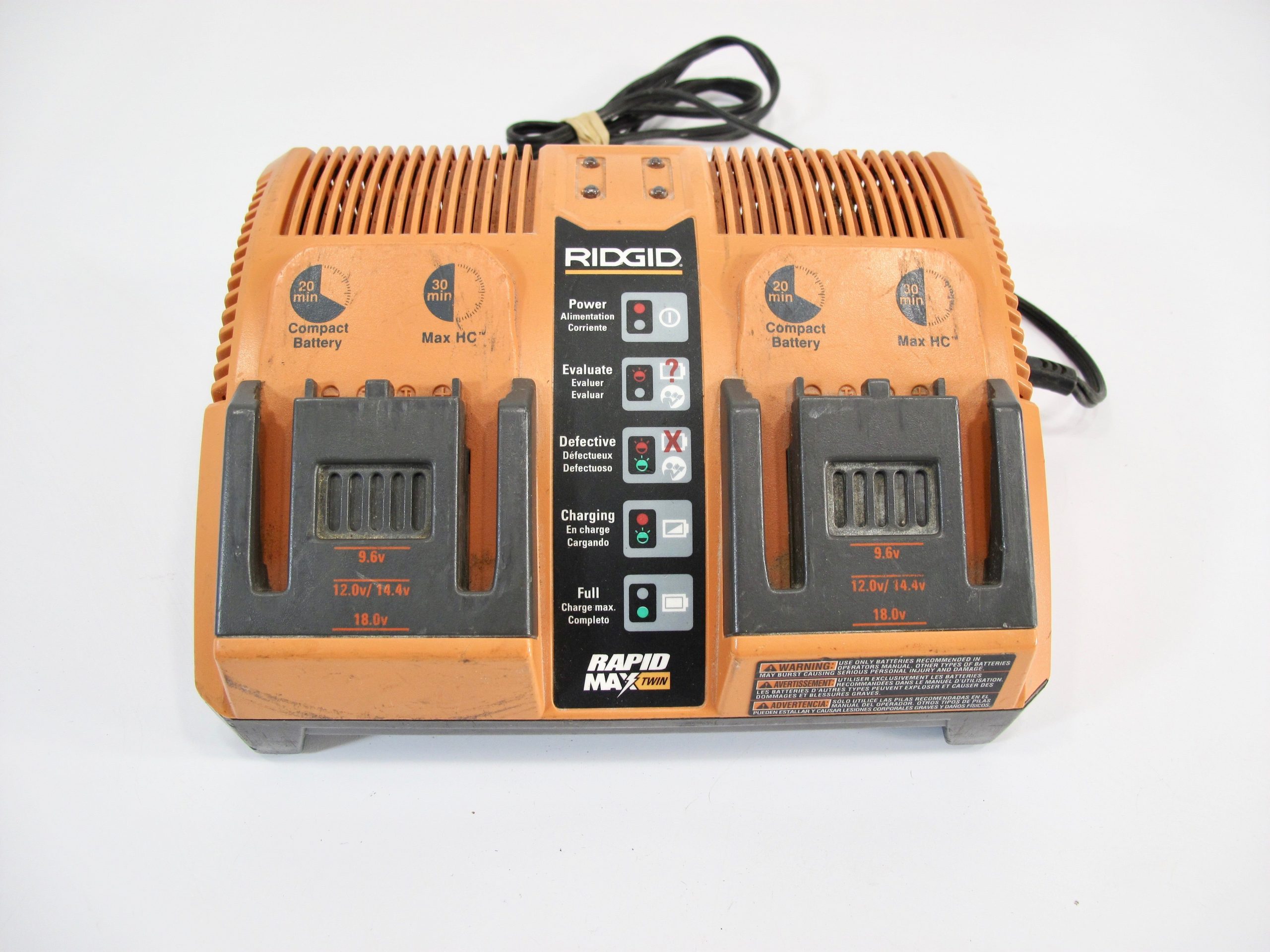 Ridgid 140276004 Rapid MAX Twin Dual 18V Quick Battery Charger