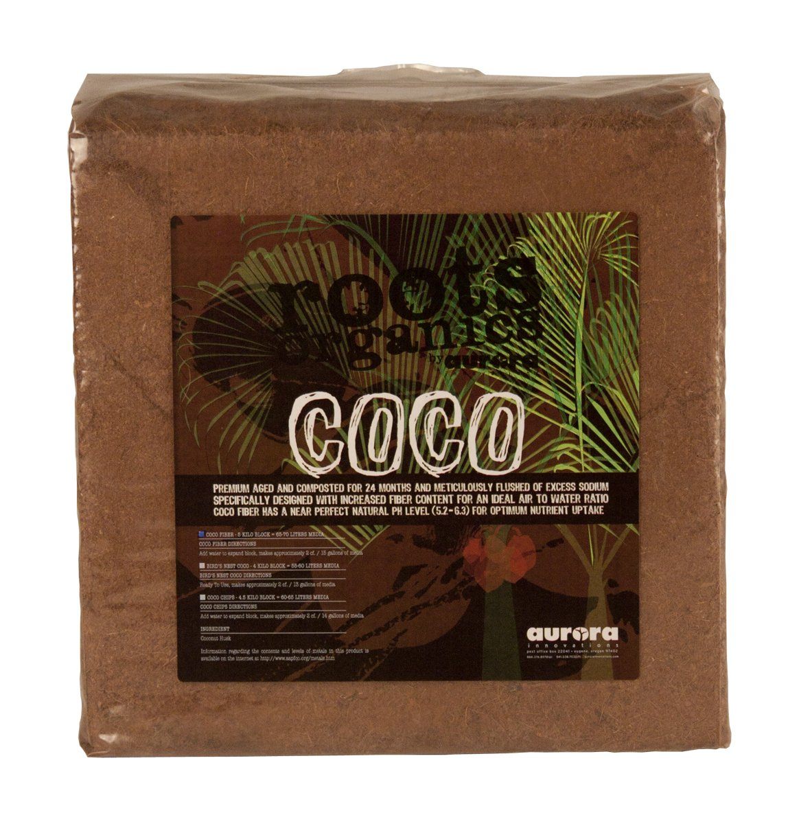 Roots Organics - Compressed Coco Fiber 12" X 12" Block