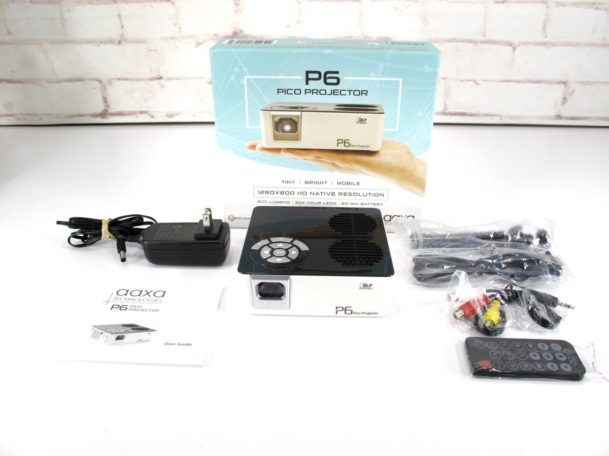 AAXA P6 LED Pico Projector, 600 Lumens,80-Min Battery, Media Player 1280 x 800