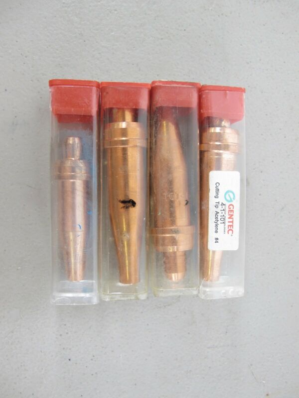 Lot of 4 Various Size Gentec Torch Tips Acetylene 1 2 3 4-1-101 New